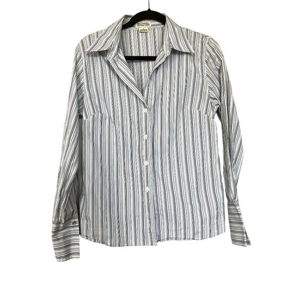 Michael Kors Preppy Long Sleeve Striped Button Down 12 - Picture 1 of 8